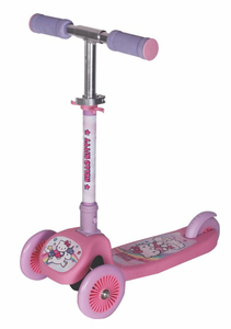 קורקינט 3 גלגלים מתקפל לילדים עם כידון מתכוונן - הלו קיטי