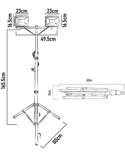 פנס הצפה מקצועי עם חצובה 2X50W LED