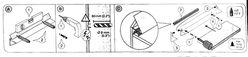 מדף זכוכית ADRIA כולל תומך מסילה דקורטיבי 60X20 ס