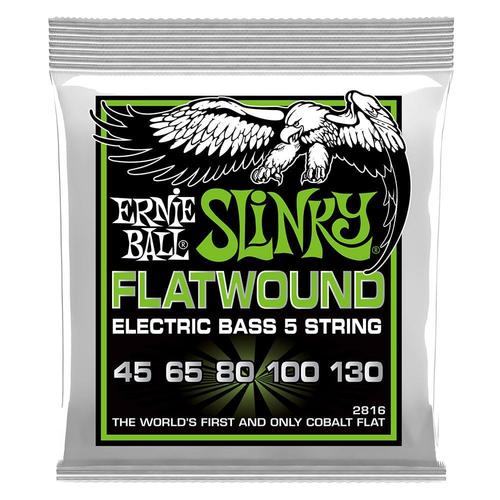 סט מיתרים לגיטרה בס מיתרים Ernie Ball 2816 Slinky Flatwound 5-String Bass 45-130