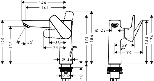 HANSGROHE ברז רחצה בגימור נחושת מוברש מקט 71754140