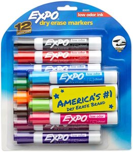 סט טושים מחיקים ללוח ראש קטום 12 צבעים EXPO