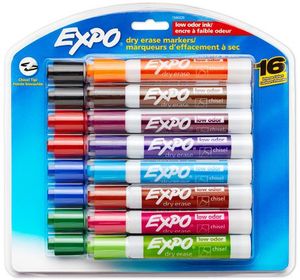 סט טושים מחיקים ללוח 16 צבעים EXPO
