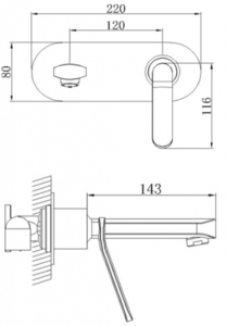 ברז קיר לכיור רחצה כולל גוף פנימי ניקל 3002 סחר - א
