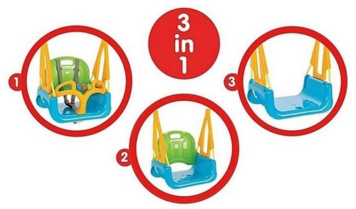 נדנדה לתינוקות ופעוטות 3 שלבים עם מתקן תליה ממתכת ללא צורך בעיגון לקרקע