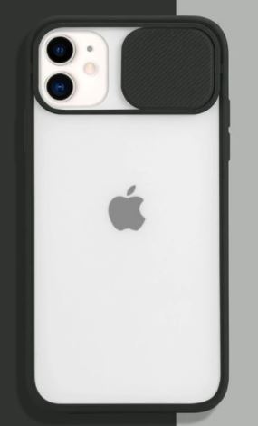 IPHONE 12 מגן אחורי שחור שקוף עם כיסוי מצלמה לאייפון 12 