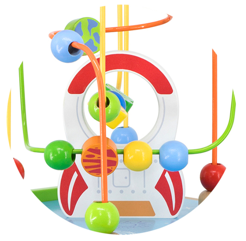 קוביית פעילות ענקית מעץ עם מבוך חרוזים, התאם צורה וכבאית