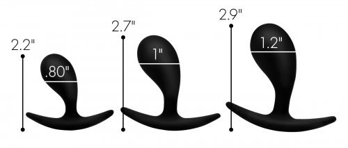 סט פלאגים להרחבה אנאלית מסיליקון  XR Brands - Dark Droplets 3 Piece Curved Silicone Anal Trainer Set