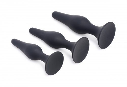 סט פלאגים להרחבה אנאלית מסיליקון  XR Brands - Triple Spire Tapered Silicone Anal Trainer Set