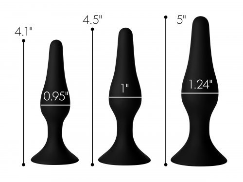 סט פלאגים להרחבה אנאלית מסיליקון  XR Brands - Triple Spire Tapered Silicone Anal Trainer Set