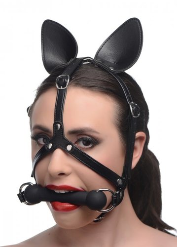 מסכת פוני עם מחסום פה גאג עצם XR Brands- Dark Horse Pony Head Harness with Silicone 