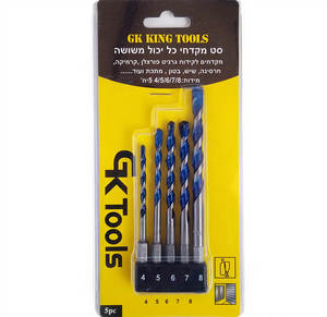 מקדח כל יכול משושה 4-8 - סט 5 יח