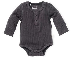 בגד גוף 100% כותנה ריב עם סגירת טיק טק נוחה במידה NB - אפור כהה