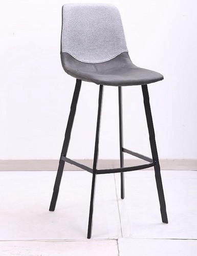 קמרי כסא בר מעוצב גובה 65 סמ מושב דמוי עור רגל מתכת שחורה