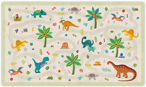 שטיח פעילות מעוצב לחדר ילדים Soft Mat במגע רך - מבוך דינוזאורים עם מסגרת ירוקה