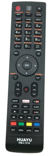 שלט תואם רחוק אוניברסלי לטלוויזיה מתאים ל- lcd / led / plazma דגם RM-L1316