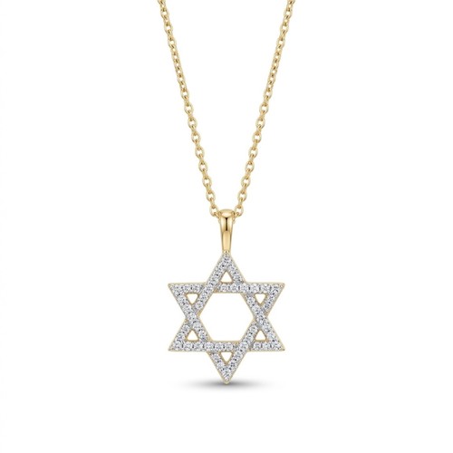 שרשרת ותליון מגן דוד יהלומים זהב 14K