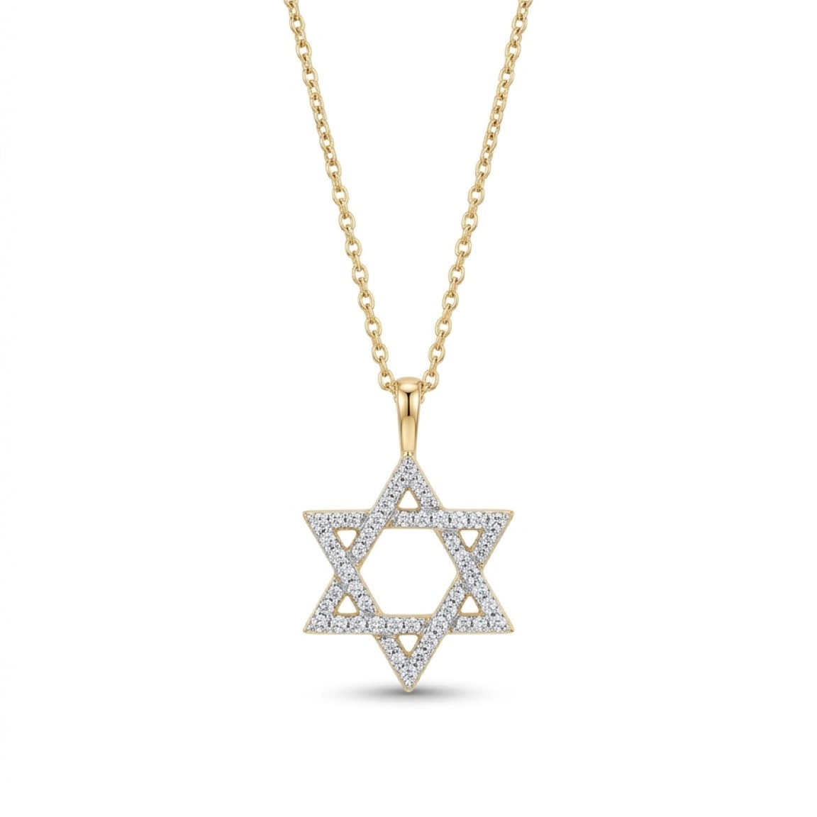 שרשרת ותליון מגן דוד יהלומים זהב 14K