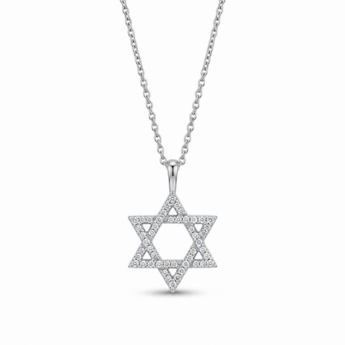 שרשרת ותליון מגן דוד יהלומים זהב 14K