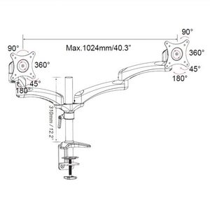 זרוע דו מפרקית ארגונומית ל 2 מסכים עד 32'' Gold Touch AR-124D גולד טאצ Gold Touch