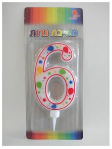 נר יום הולדת ספרה 6 צבעוני