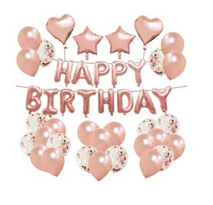 סט בלונים "HAPPY BIRTHDAY" - רוז גולד