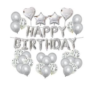 סט בלונים "HAPPY BIRTHDAY" - כסוף