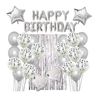 סט בלונים עשיר "HAPPY BIRTHDAY" - כסוף