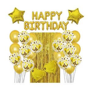 סט בלונים עשיר "HAPPY BIRTHDAY" - זהב