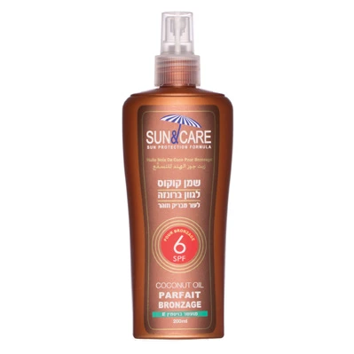 שמן שיזוף קוקוס SPF 6 - סאן&קאר - 200 מ