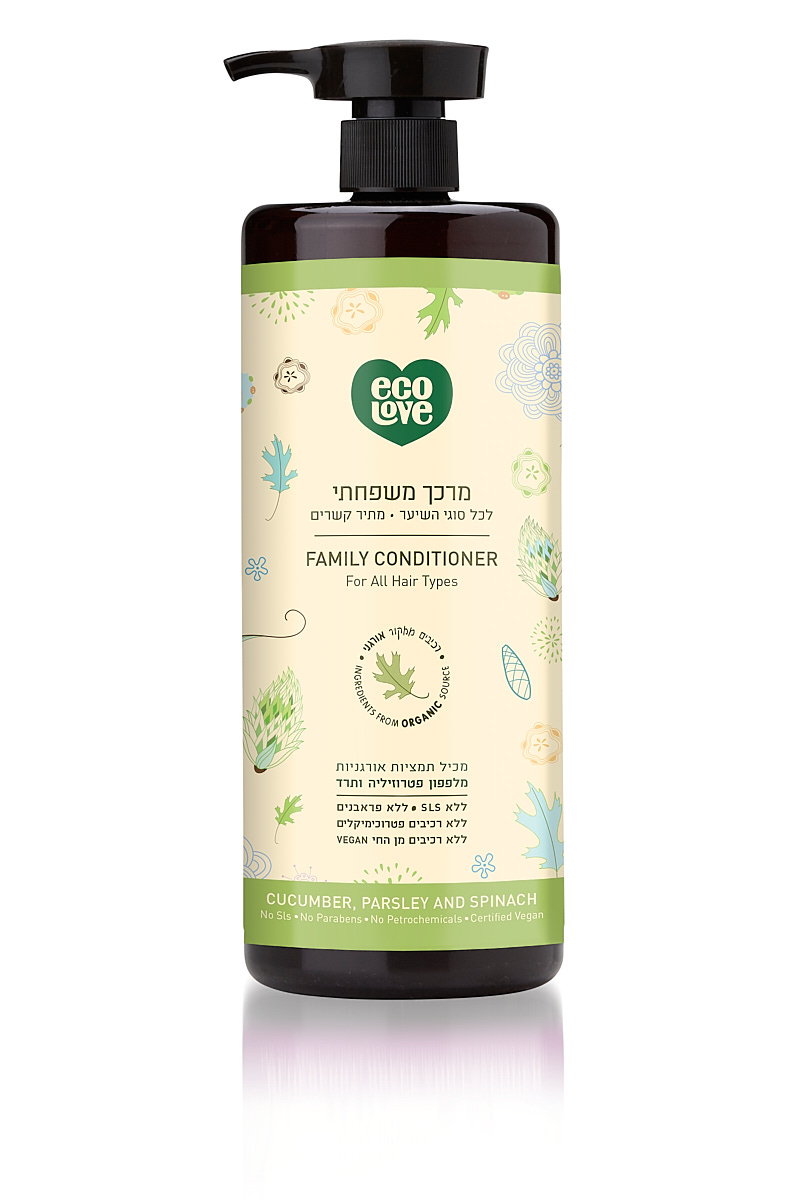 מרכך שיער משפחתי ירקות ירוקים, 1 ליטר, ecoLove 