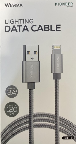 כבל USB איכותי לאייפון להטענה מהירה וסנכרון נתונים באורך 1.2m מתאים לכל האייפונים החדשים 3A