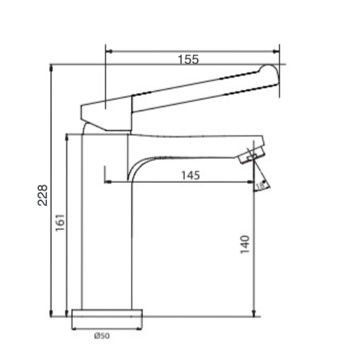 ברז פיה בינונית ידית מרפק 305333 מסדרת קליר כרום חמת