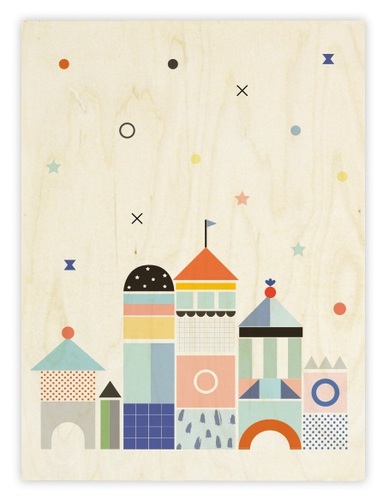 תמונה מודפסת על עץ (מגוון מידות) לחדר ילדים - ארמון קוביות
