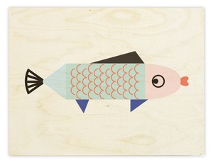 תמונה מודפסת על עץ (מגוון מידות) לחדר ילדים - דג