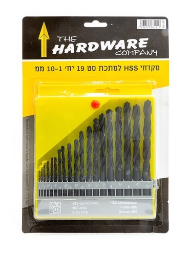 סט מקדחי HSS שחורים קנה ישר  19 יח', HS19P, HARDWARE