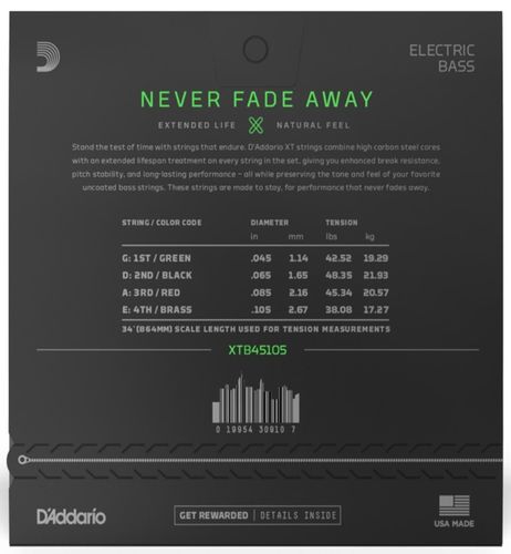 זוית נוספת D'Addario XTB45105 Nickel Plated Steel