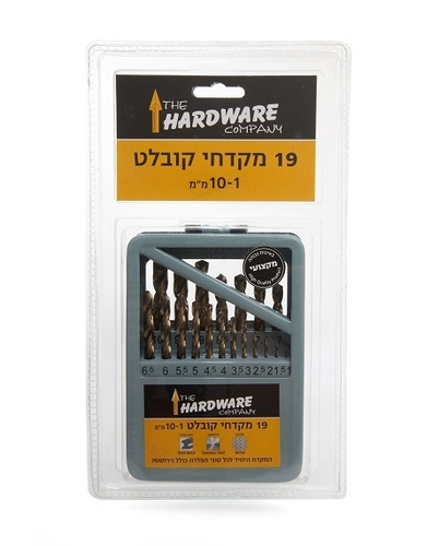 סט מקדחי HSS קובלט 19 יח' בקופסת פח, HSC19, HARDWARE