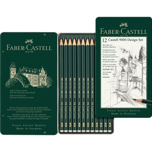 סט 12 יח' עפרונות רישום '9000' Faber Castell [5B-5H]