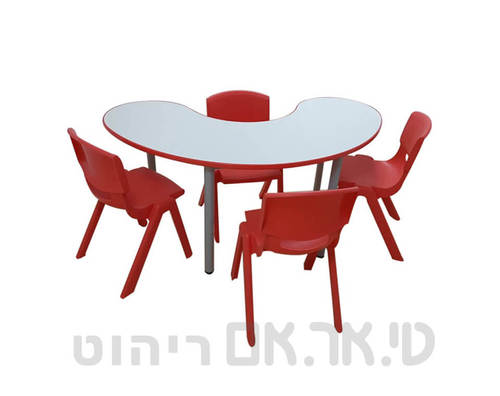 שולחן דגם בננה פלטה שמנת קנט יצוק צבעוני אדום