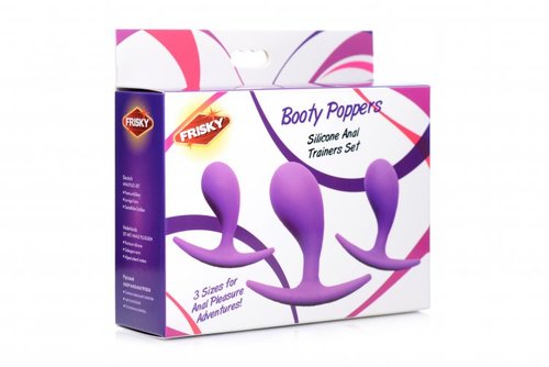 סט פלאגים להרחבה אנאלית מסיליקון  XR Brands - Booty Poppers Silicone Anal Trainer Set