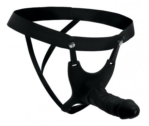 תותב סטרפאון לגבר XR Brands - Hollow Silicone Dildo Strap-on 