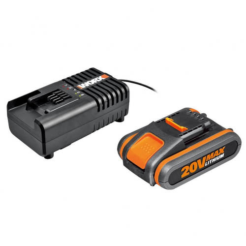 סוללת ליתיום 20V 2.0Ah ומטען מהיר דגם WORX WA3601