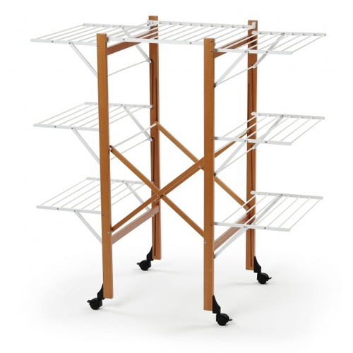מתקן ייבוש כביסה תלת קומתי עץ דובדבן AQUILONE drying rack