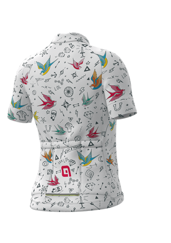 חולצת רכיבה ילדים קצר VERSILIA KID JERSEY לבן-פרחוני דקה קלילה ומנדפת