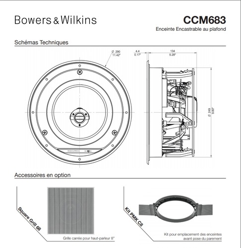 זוג רמקולים שקועי תקרה מבית B&W דגם CCM683