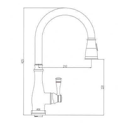 ברז מטבח נשלף גוון שחור מט דגם 1054B סיון אופיר