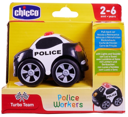 מכונית משטרה מונעת על קפיץ מנגנת ומאירה