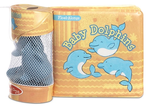 ספר אמבטיה 4 עמודים עם 3 צעצועי אמבטיה ותא אכסון - דולפינים