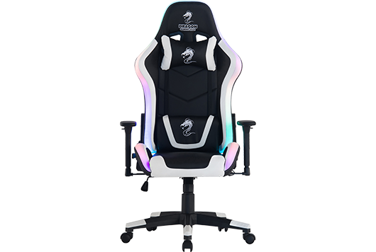 כיסא גיימינג Dragon SPACE עם תאורת RGB כולל שלט - צבע לבן/שחור  